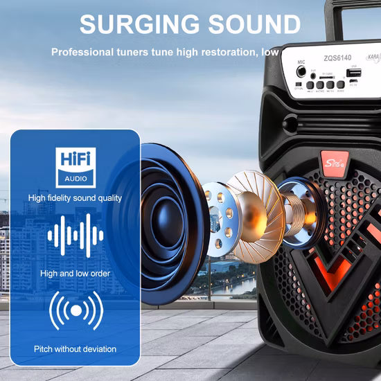 High Power LED RGB Light Wireless Stage Party Karaoke Outdoor Bluetooth Speaker